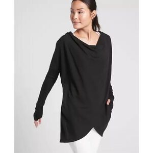 Athleta Purana Wrap Sweatshirt Size Medium Black
